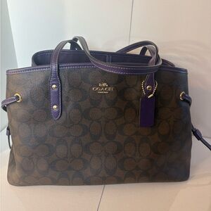 Coach Signature Tote in Brown and Purple
